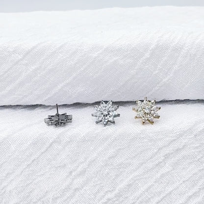 Titanium CZ Petals Flower Threadless Stud