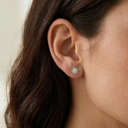 Titanium CZ Petals Flower Threadless Stud