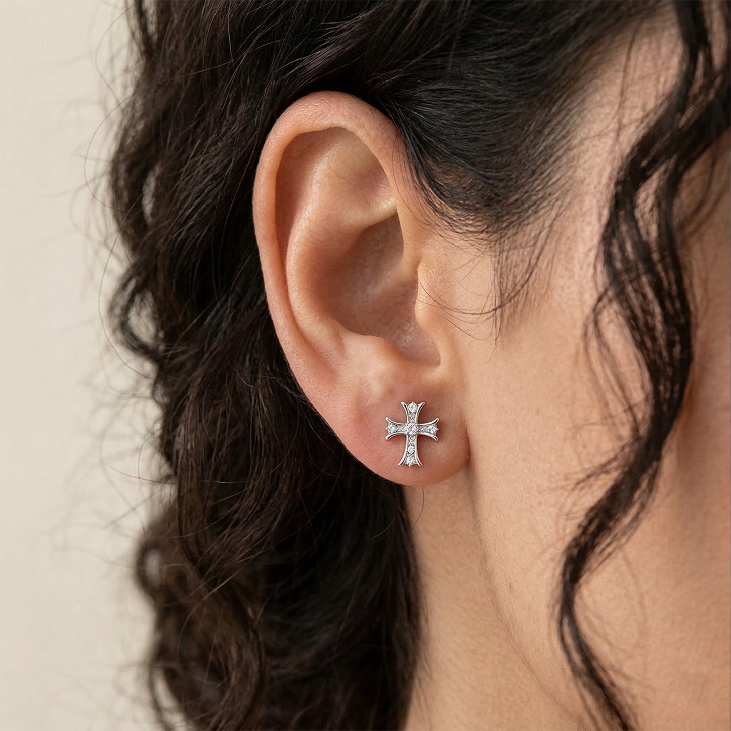 Titanium Threadless CZ Celtic Cross Labret Stud