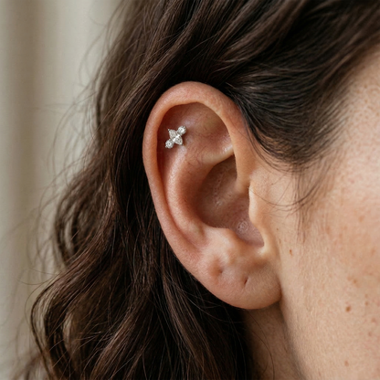 Titanium Threadless Marquise CZ Trio Labret Stud