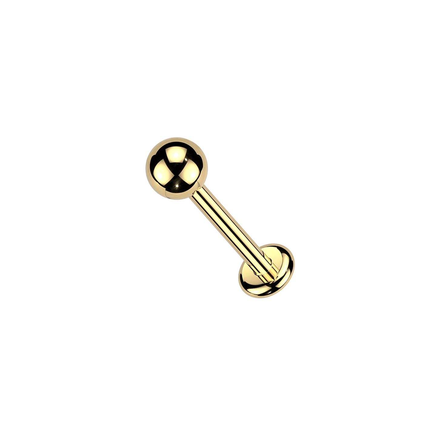 Gold Titanium Ball Top Threaded Flat Back Stud 20G