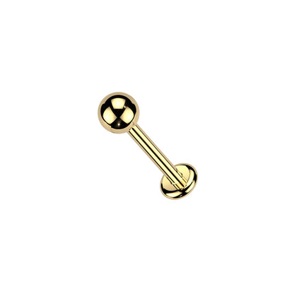 Gold Titanium Ball Top Threaded Flat Back Stud 20G