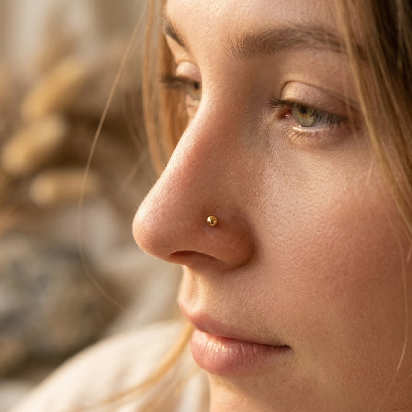 Gold Titanium Ball Top Threaded Flat Back Stud 20G