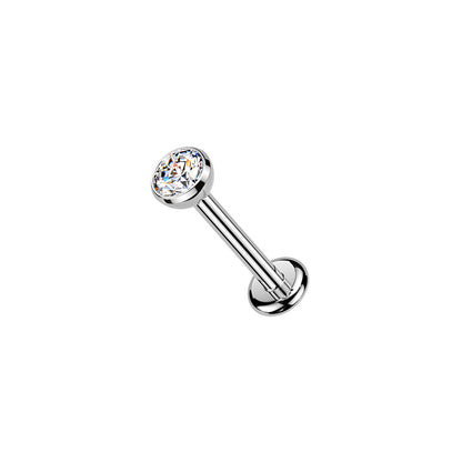 Titanium Bezel Set CZ Threaded Flat Back Stud 20G