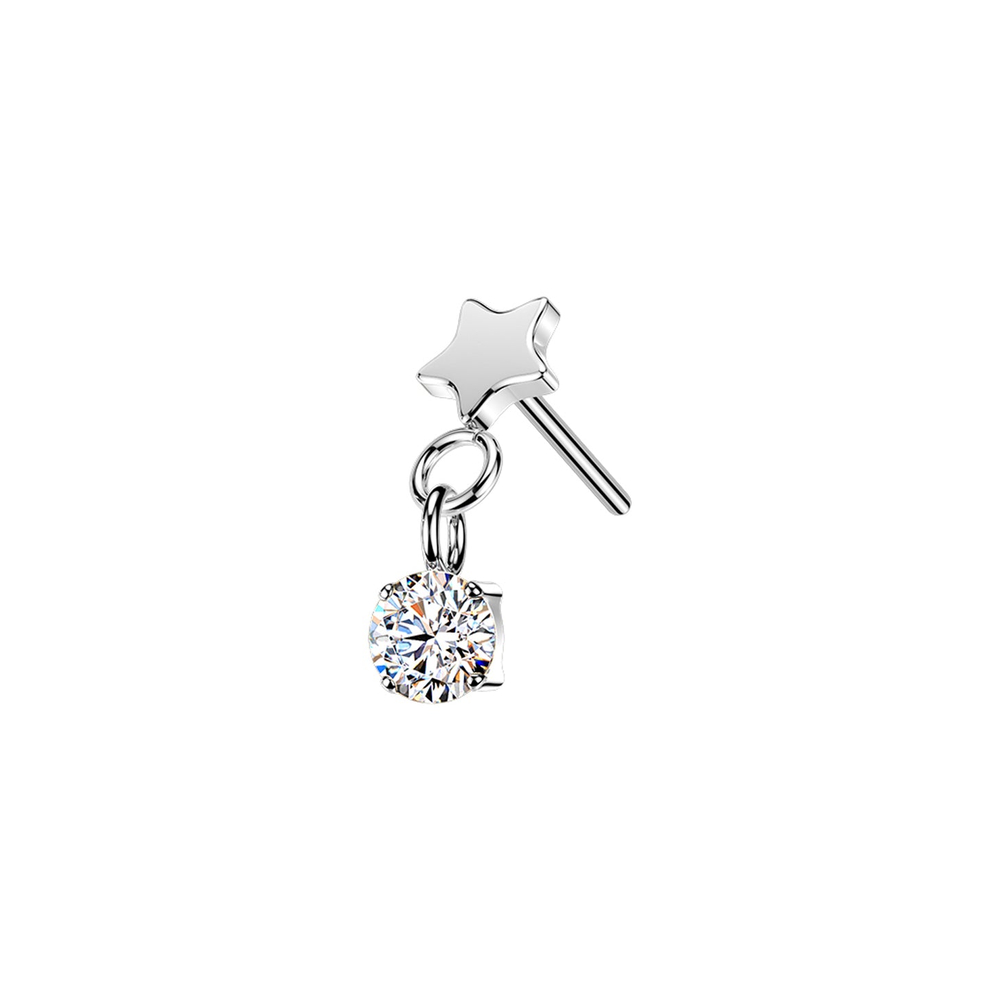 Titanium Star CZ Dangle Threadless Top