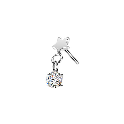 Titanium Star CZ Dangle Threadless Top