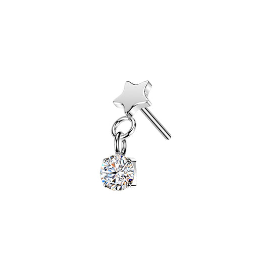 Titanium Star CZ Dangle Threadless Top