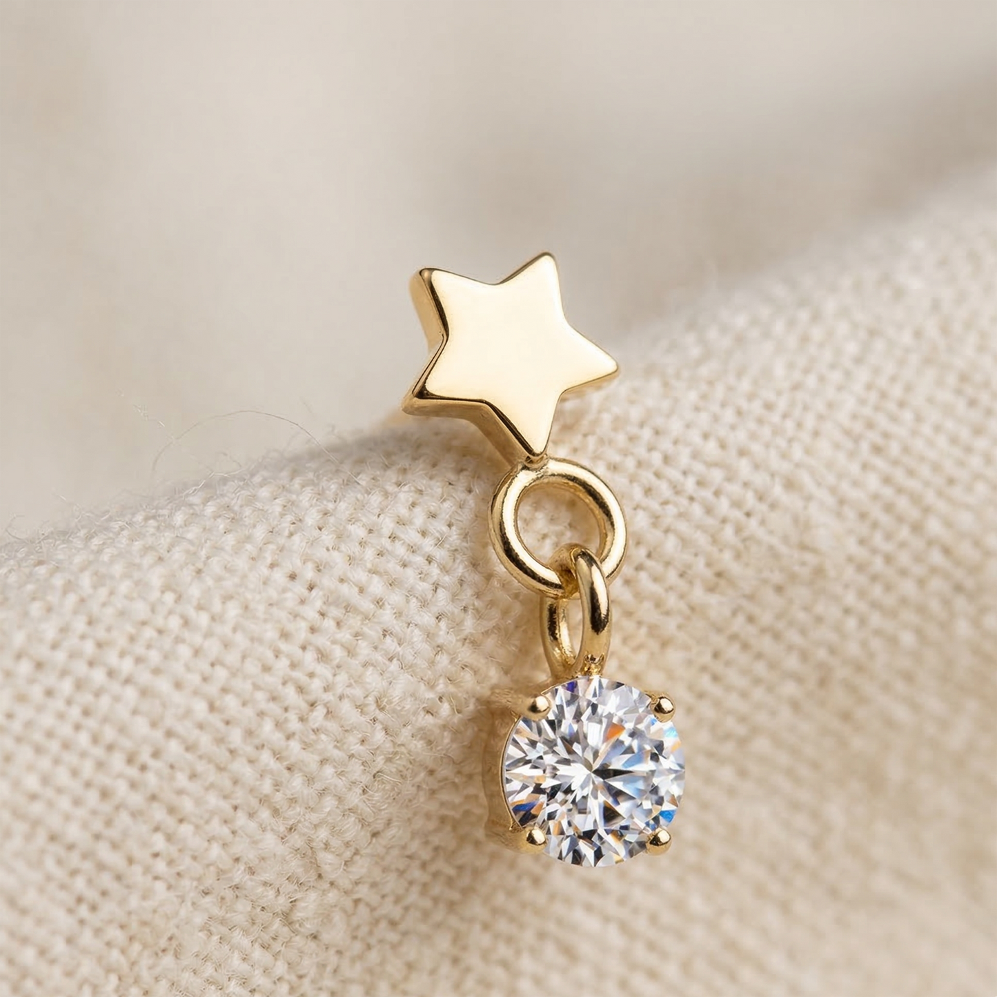 Titanium Star CZ Dangle Threadless Top