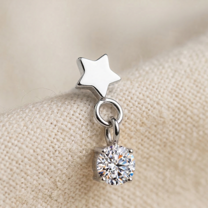 Titanium Star CZ Dangle Threadless Top