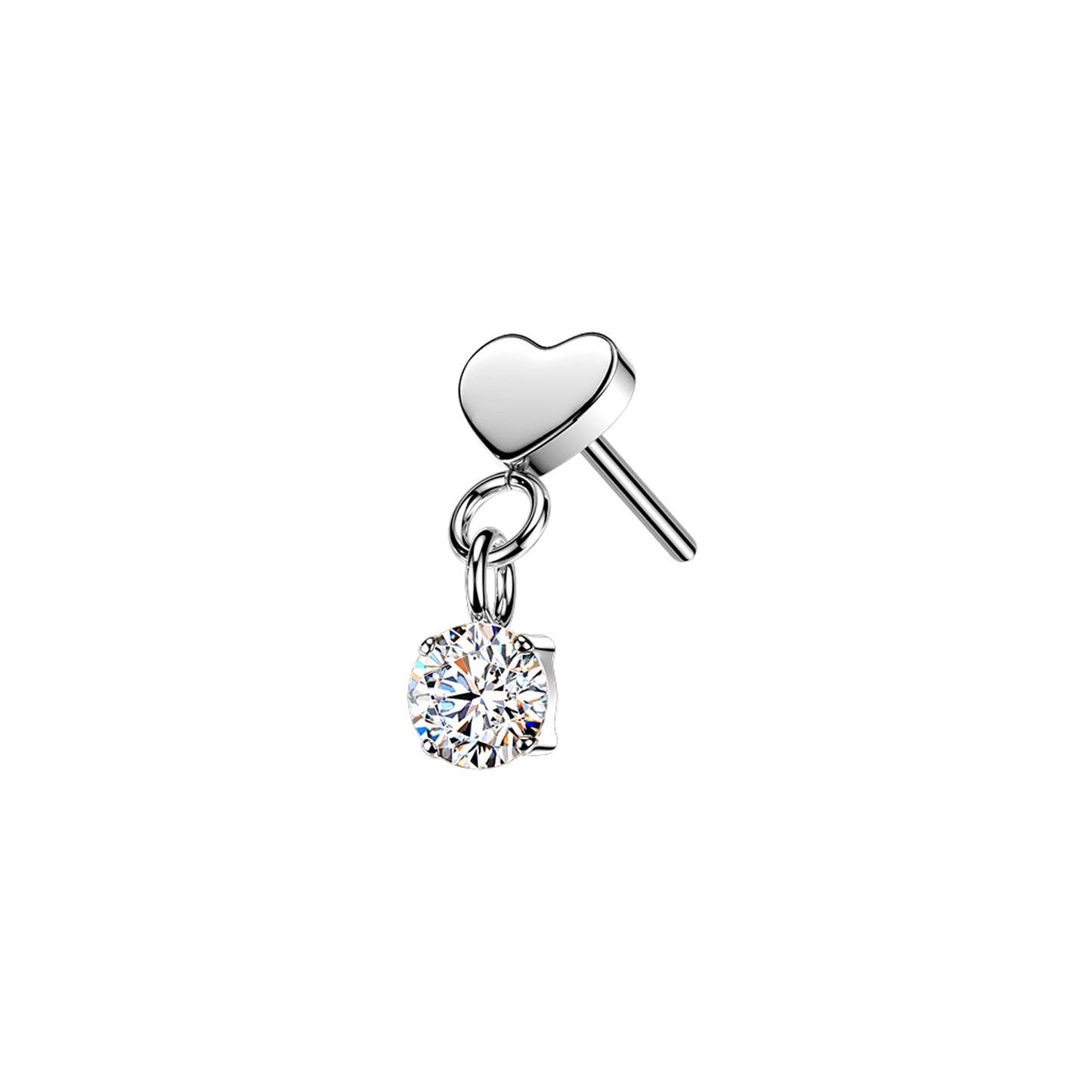Titanium Heart CZ Dangle Threadless Top