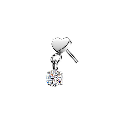 Titanium Heart CZ Dangle Threadless Top