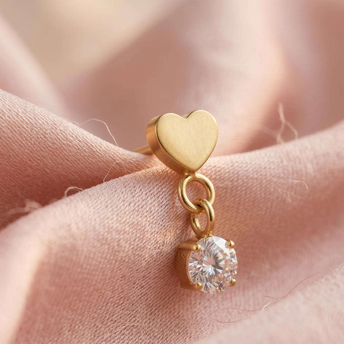 Titanium Heart CZ Dangle Threadless Top