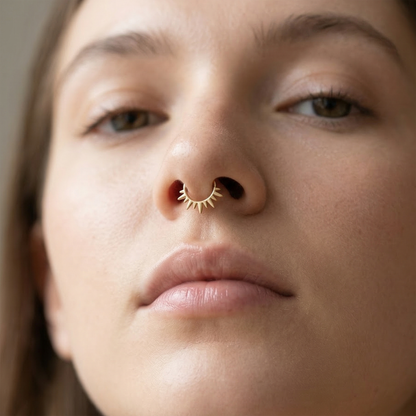 Titanium Spike Hinged Segment Hoop Ring 16G