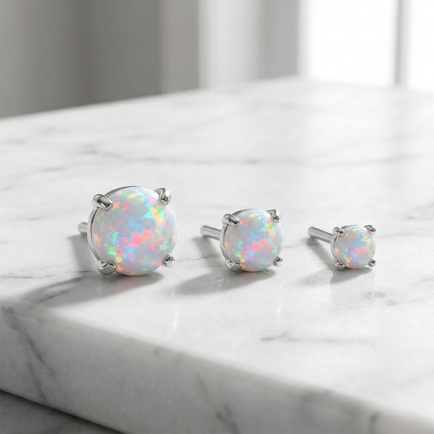 Titanium Prong Set Opal Threadless Top