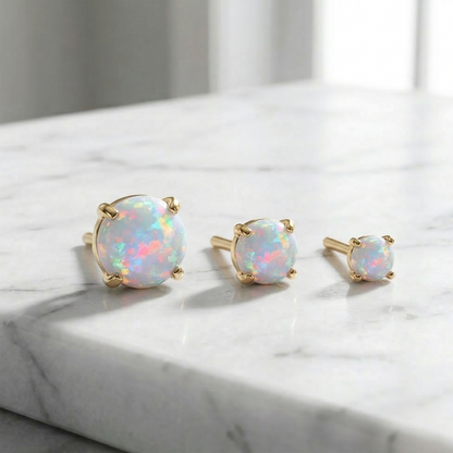 Titanium Prong Set Opal Threadless Top