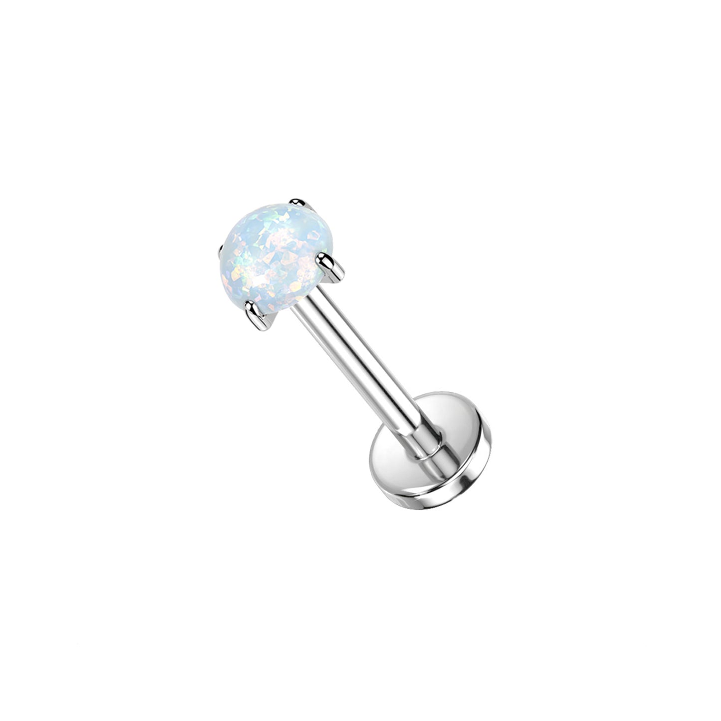 Titanium Prong Set Opal Threadless Flat Back Stud