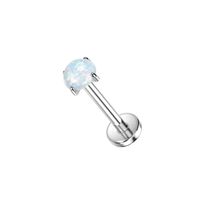 Titanium Prong Set Opal Threadless Flat Back Stud