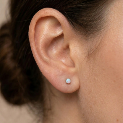 Titanium Prong Set Opal Threadless Flat Back Stud