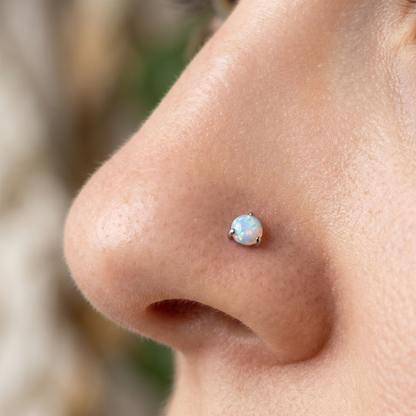 Titanium Prong Set Opal Threadless Flat Back Stud