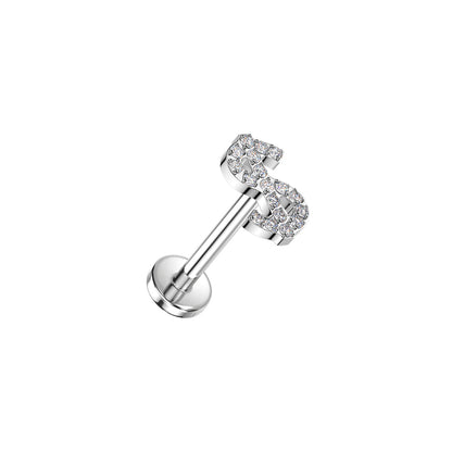 Titanium Pave CZ Dollar Sign Threadless Flat Back Stud