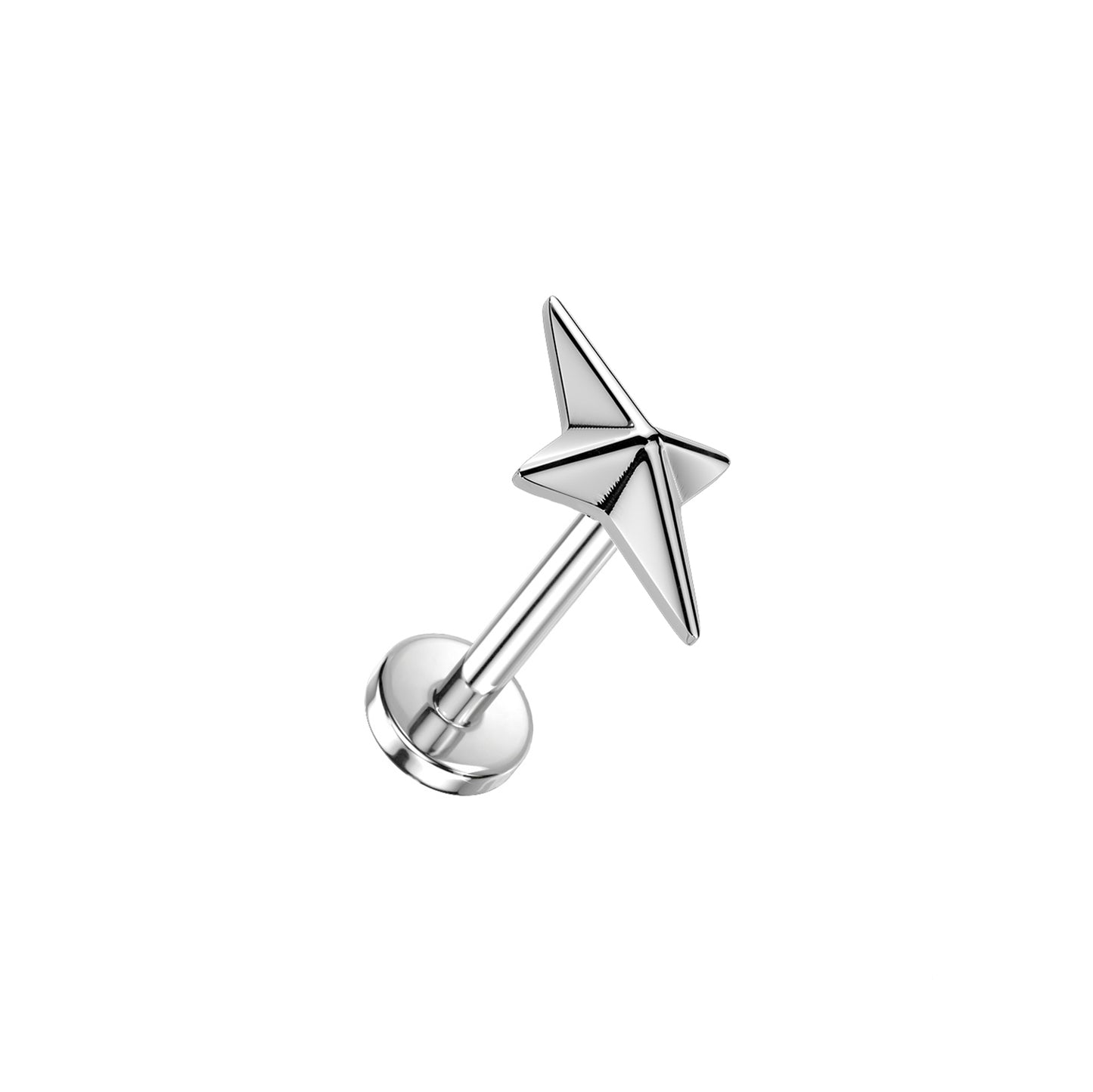 Titanium North Star Cross Threadless Flat Back Stud