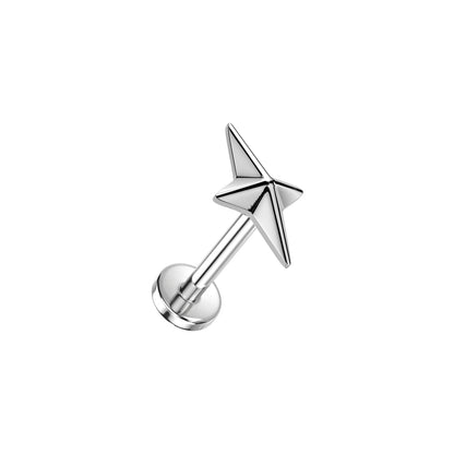 Titanium North Star Cross Threadless Flat Back Stud