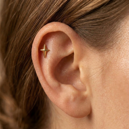 Titanium North Star Cross Threadless Flat Back Stud
