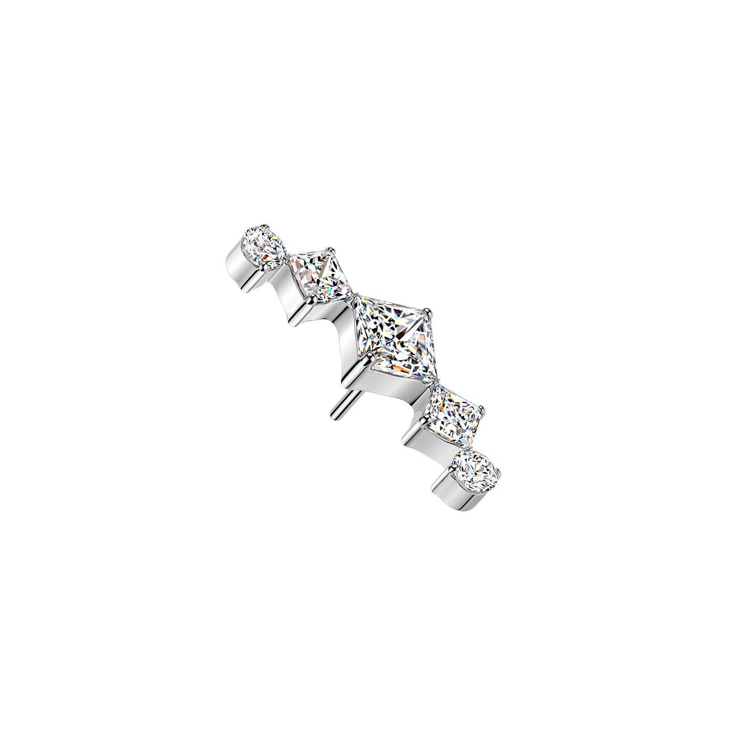 Titanium Triple Diamond Round CZ Threadless Top