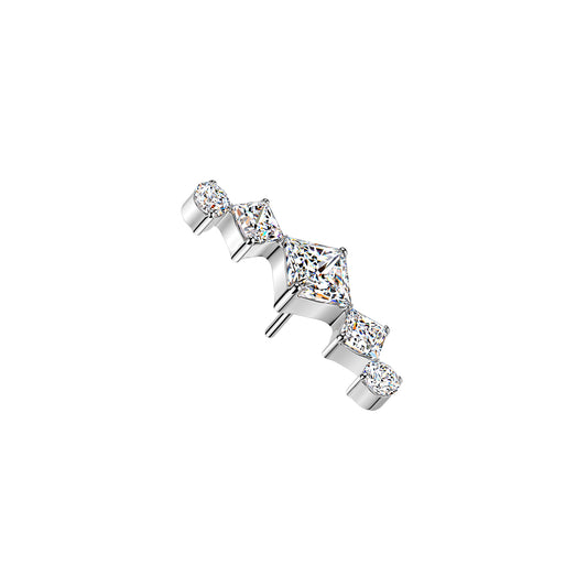 Titanium Triple Diamond Round CZ Threadless Top