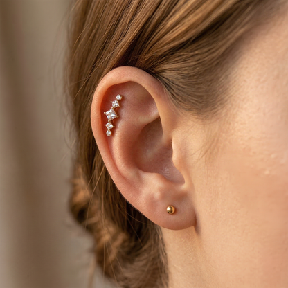 Titanium Triple Diamond Round CZ Threadless Top