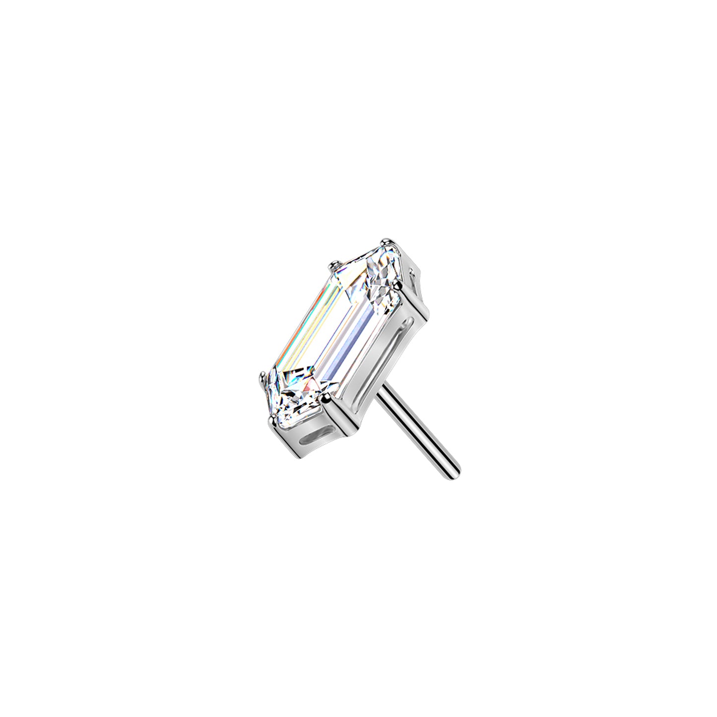 Titanium Elongated Hexagon CZ Threadless Top