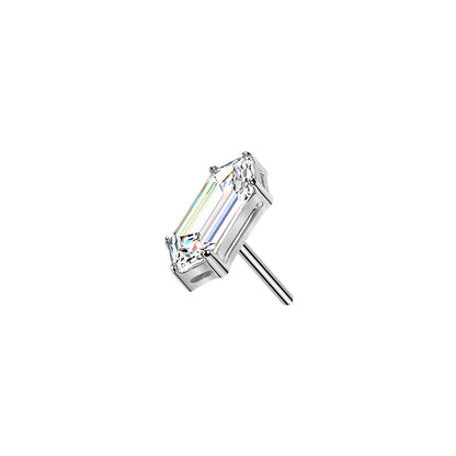 Titanium Elongated Hexagon CZ Threadless Top