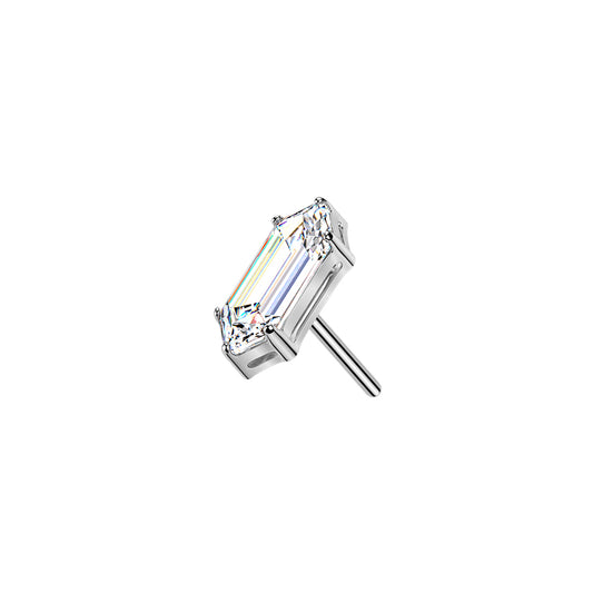 Titanium Elongated Hexagon CZ Threadless Top