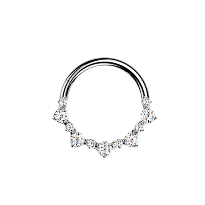 Titanium Hinged Segment Hoop Ring With CZ Cluster