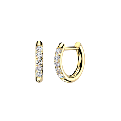 Surgical Steel CZ Front Hinged Straight Pin Hoop Earrings (Pair)