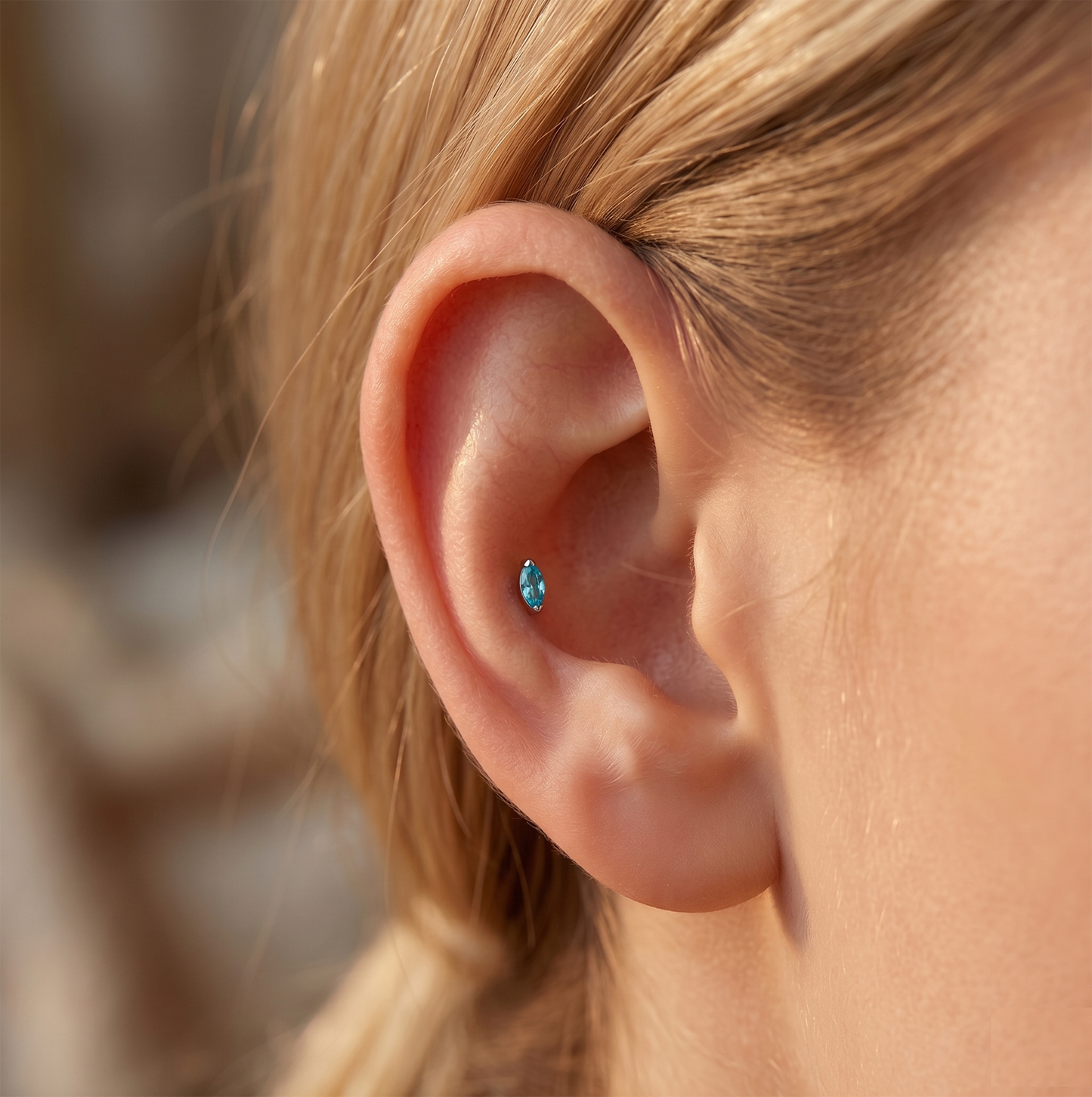 Titanium Marquise CZ Bezel Threadless Top
