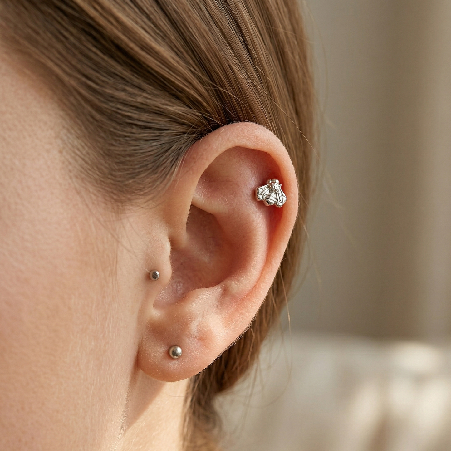 Titanium Bee Threaded Labret Stud 16G