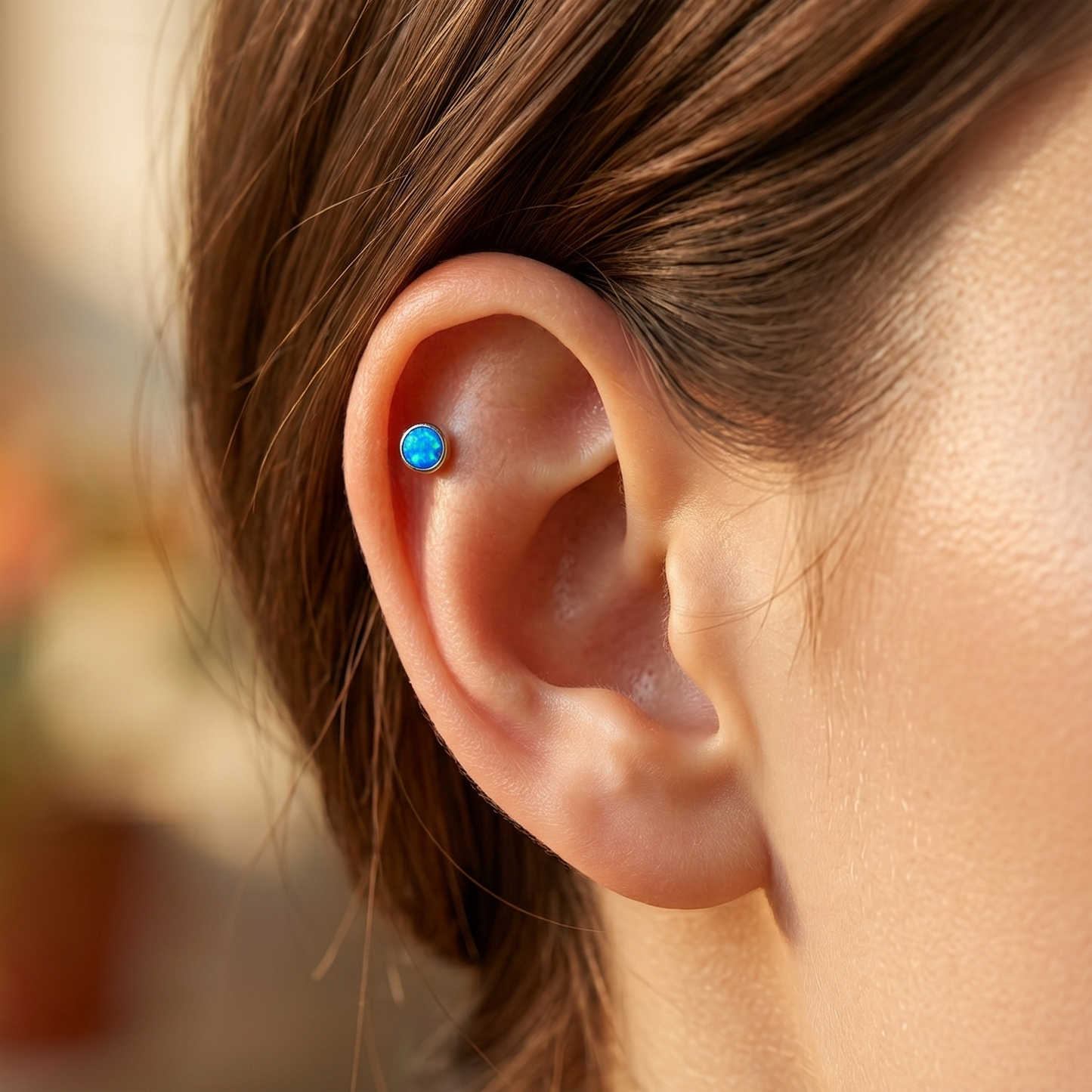 Titanium Flat Bezel Opal Threadless Top