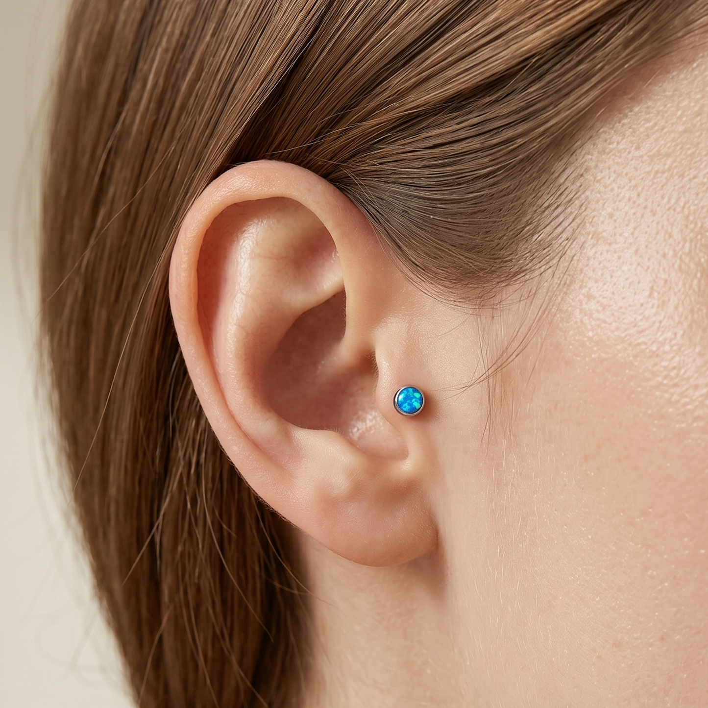 Titanium Flat Bezel Opal Threadless Top