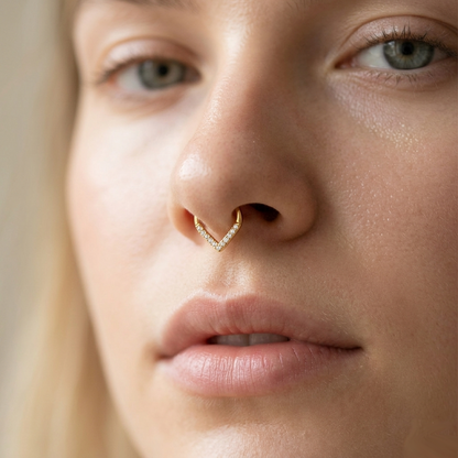 Titanium CZ Chevron Clicker Hoop 16G