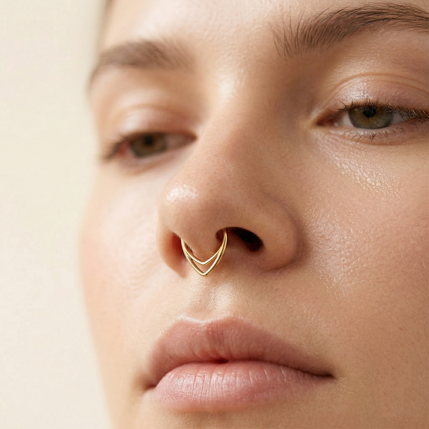 Titanium Double Chevron Hinged Hoop 16G
