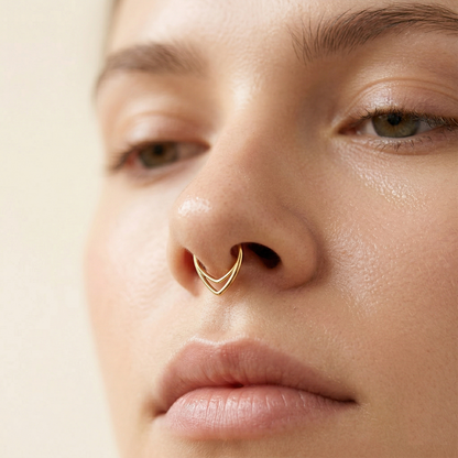 Titanium Double Chevron Hinged Hoop 16G