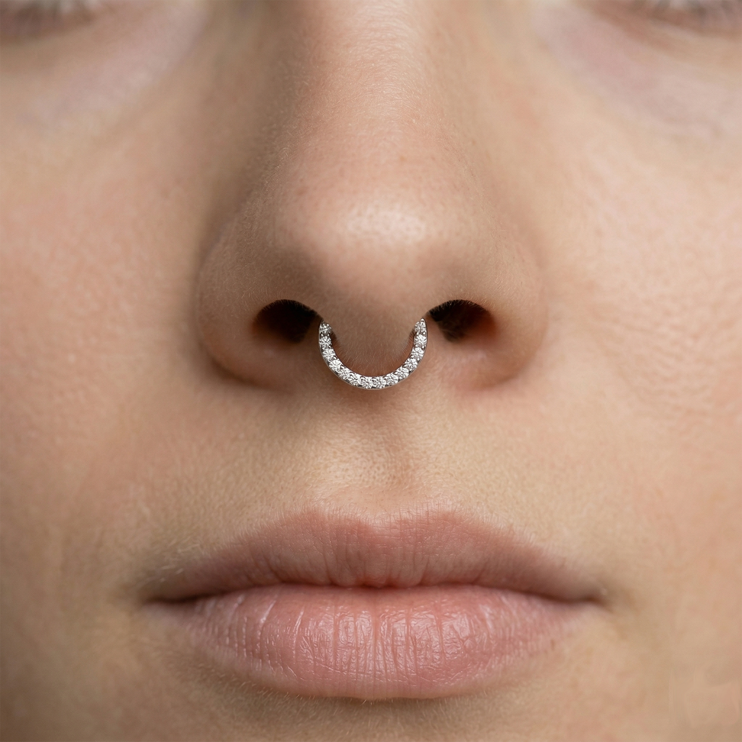 Titanium D-Shaped Front CZ Hinged Hoop 16G