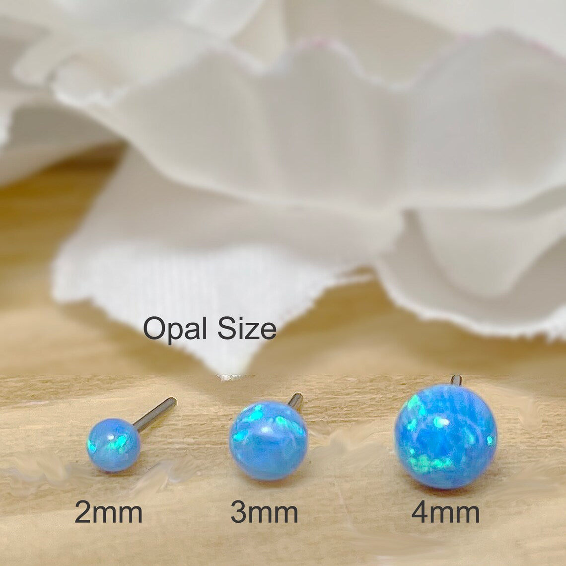 ✨ Titanium Opal Ball Threadless Top 2mm 3mm 4mm