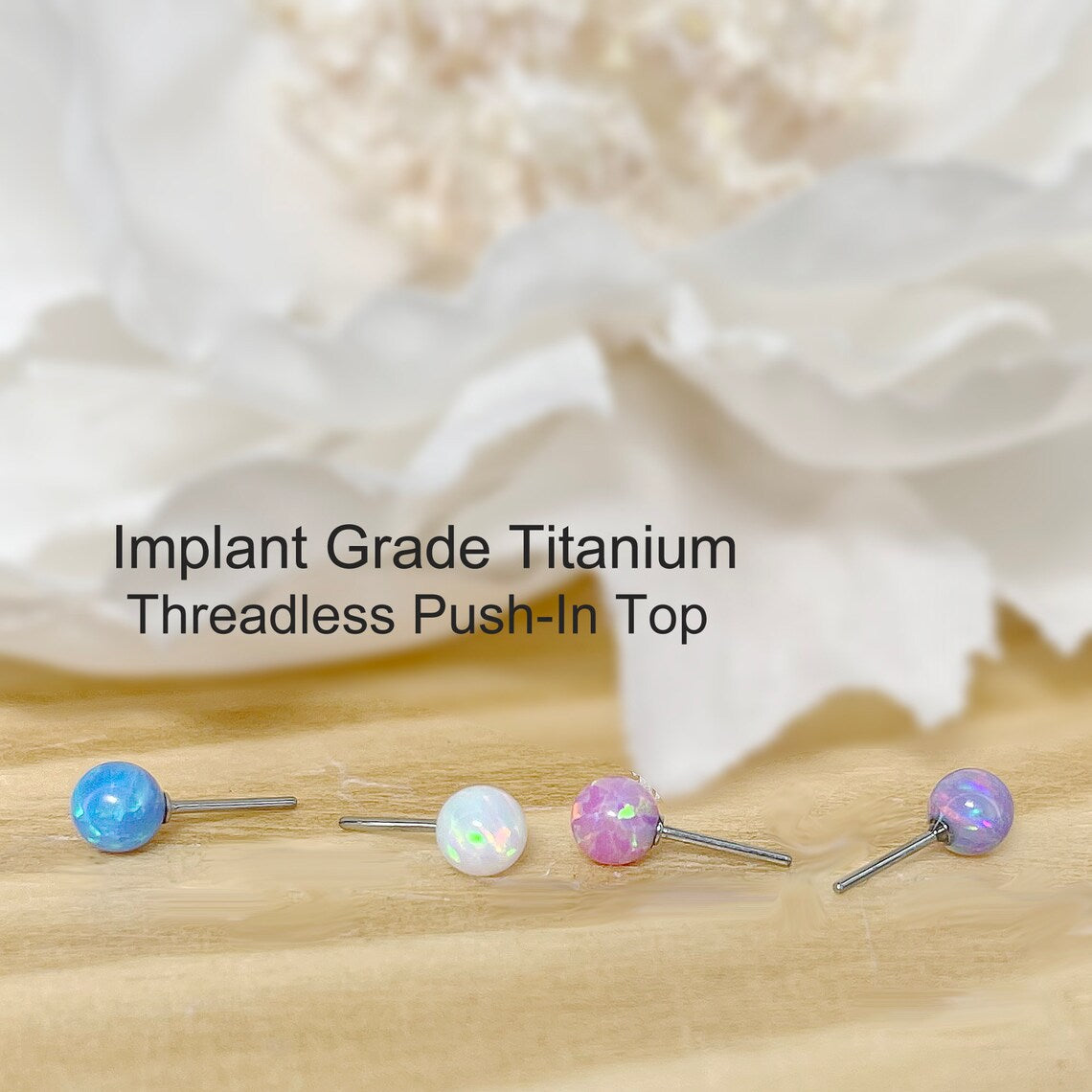 ✨ Titanium Opal Ball Threadless Top 2mm 3mm 4mm