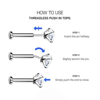 ✨ Titanium 3 CZ Threadless Top