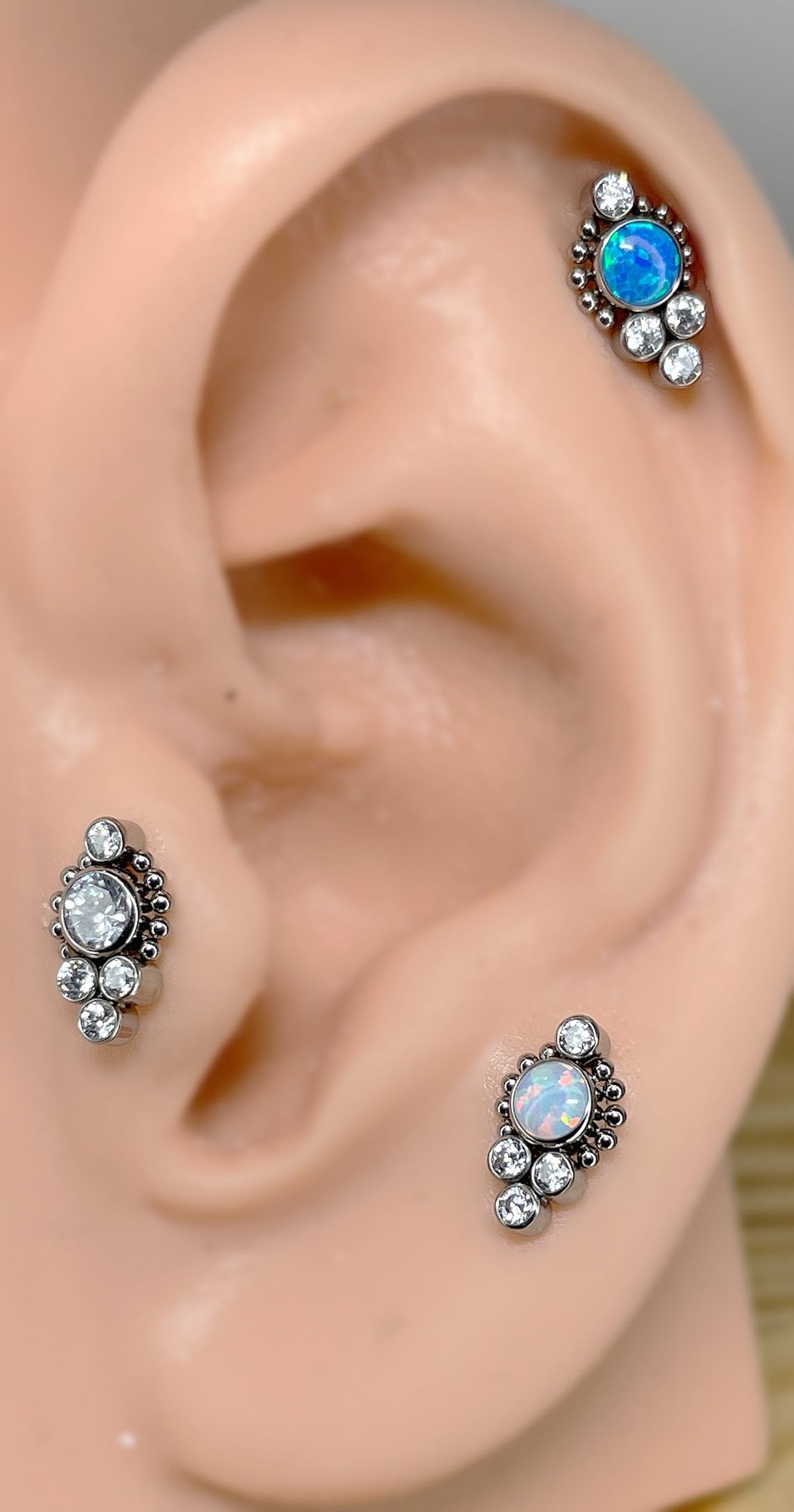 ✨ Titanium CZ Opal Cluster Bezel Set Threadless Top