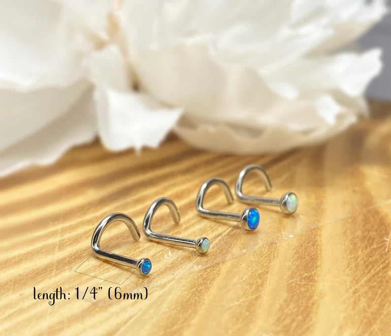 ✨ Titanium Opal Nose Screw Ring