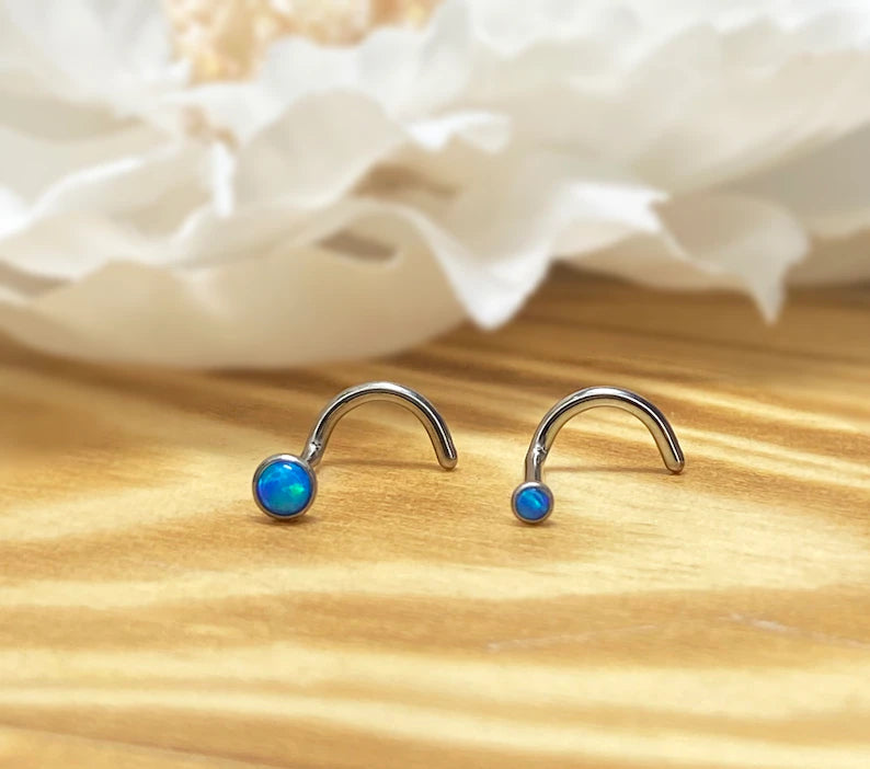 ✨ Titanium Opal Nose Screw Ring