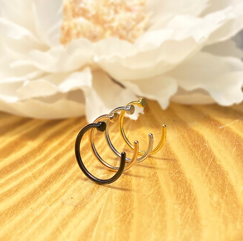 ✨ Surgical Steel Flat End Nose Hoop Ring